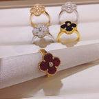[Imperial] CLOVER ONYX RING GOLD DIAMOND