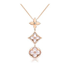 [Imperial] COLOR BLOSSOM LARIAT NECKLACE PINK GOLD WHITE MOTHER PEARL AND DIAMOND