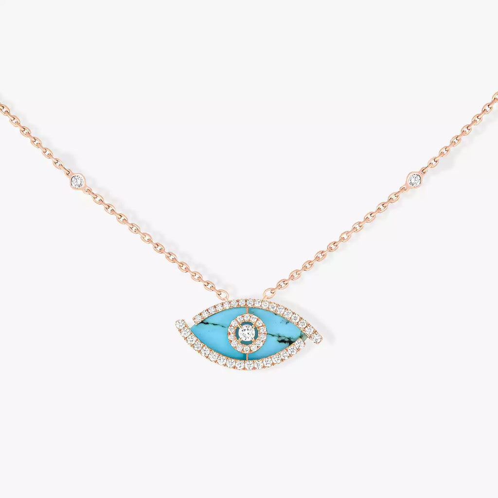 [Imperial] Lucky Eye Diamond Necklace in Rose Gold and Turquoise