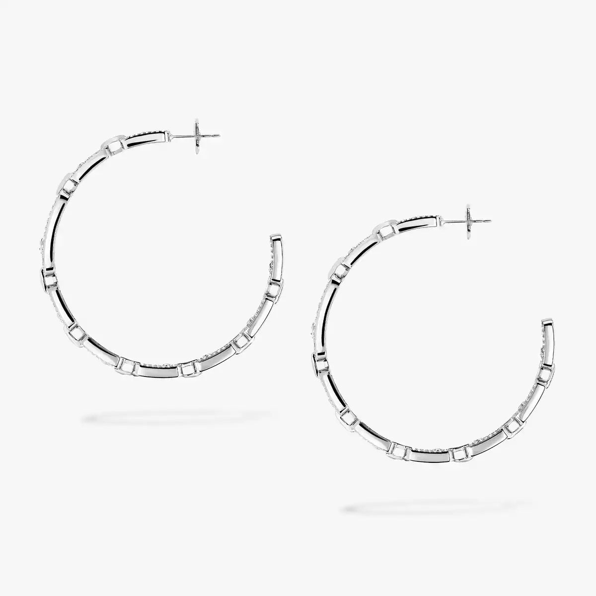 [[Imperial] Move Link Diamond Hoop Earrings