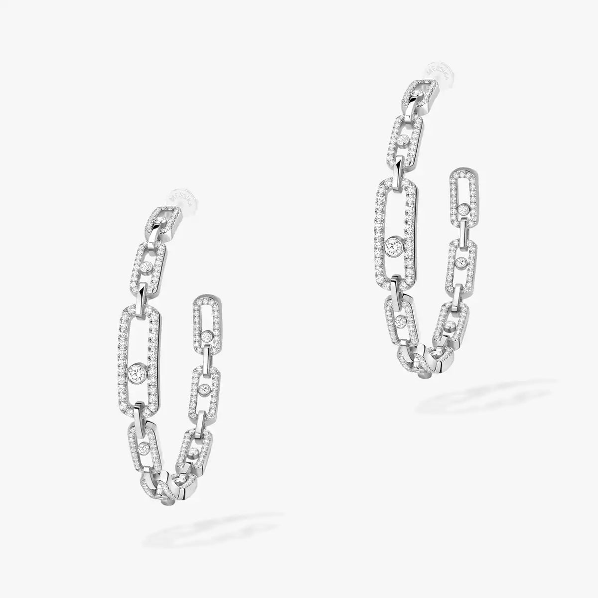 [[Imperial] Move Link Diamond Hoop Earrings