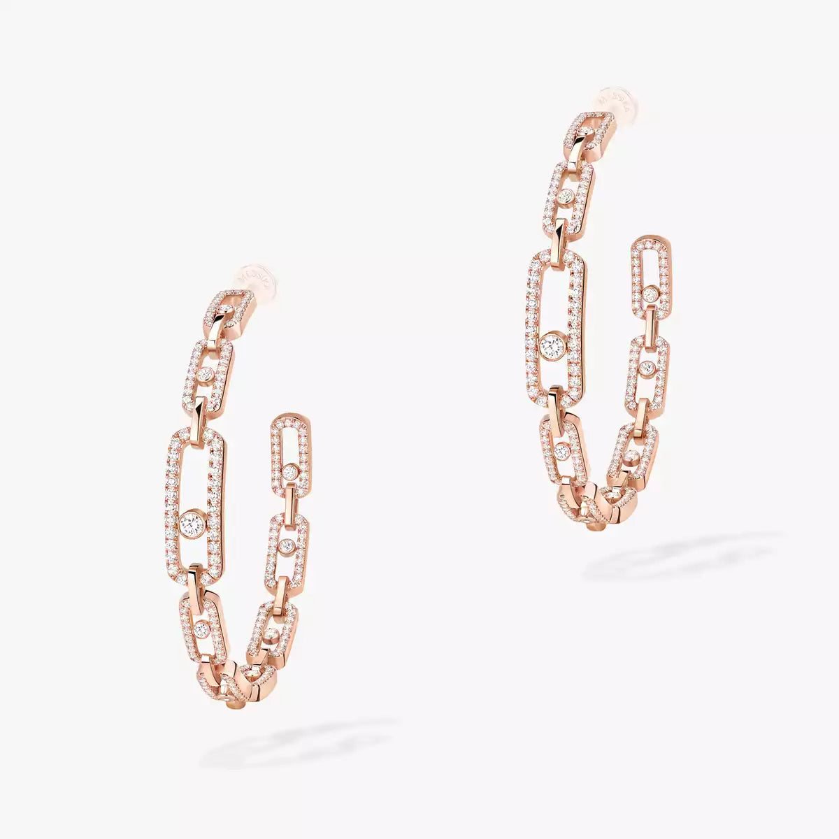 [[Imperial] Move Link Diamond Hoop Earrings