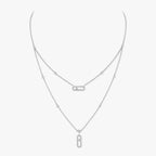 [Imperial] 2 Rows Rose Gold Diamond Pave_ Necklace Move Uno