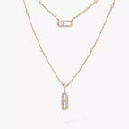 [Imperial] 2 Rows Rose Gold Diamond Pave_ Necklace Move Uno