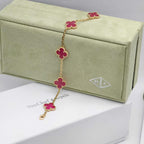 [Imperial] NEW CLOVER 5 MOTIFS PINK ENAMEL BRACELET