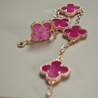 [Imperial] NEW CLOVER 5 MOTIFS PINK ENAMEL BRACELET