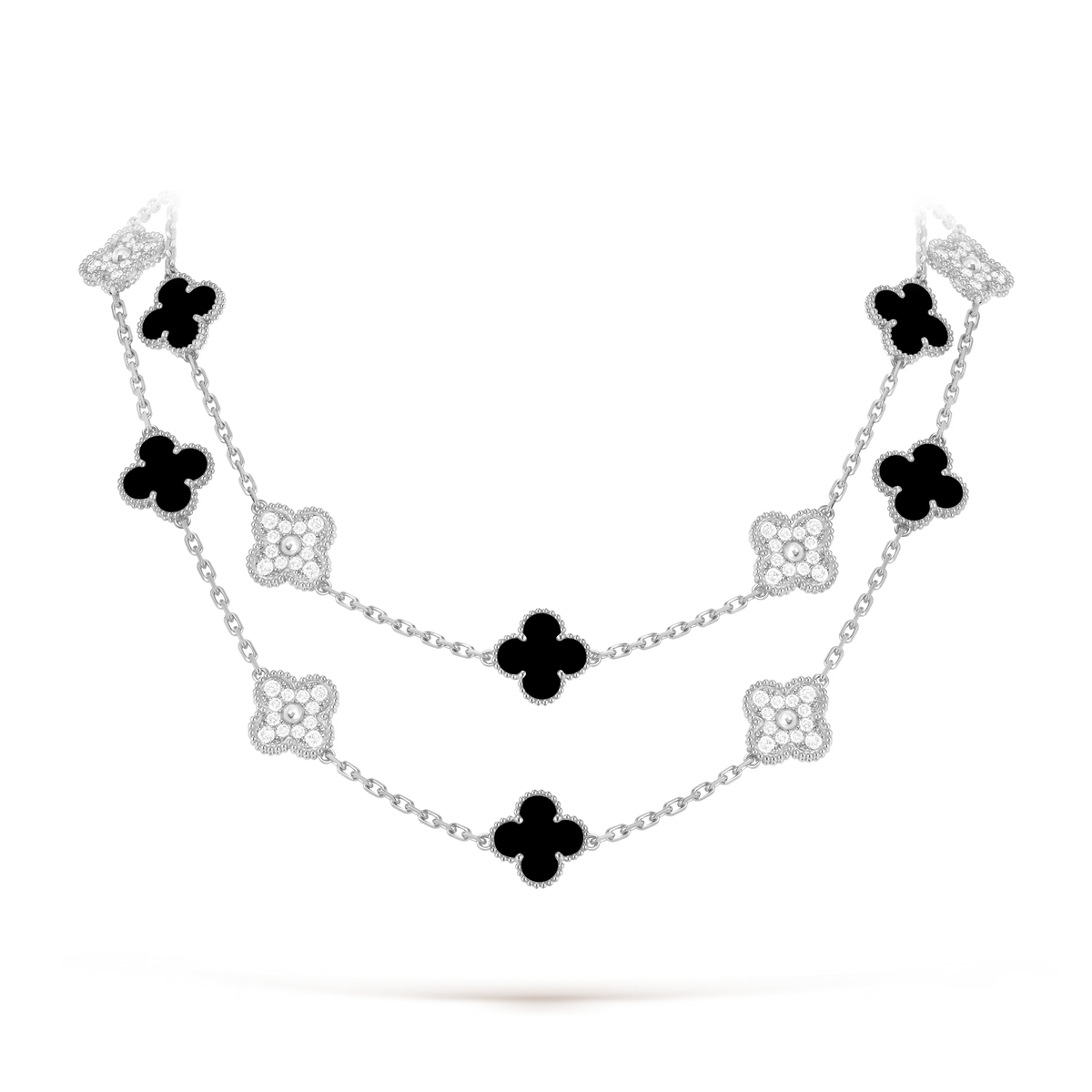 [Imperial] CLOVER 20 MOTIFS DIAMOND ONYX NECKLACE