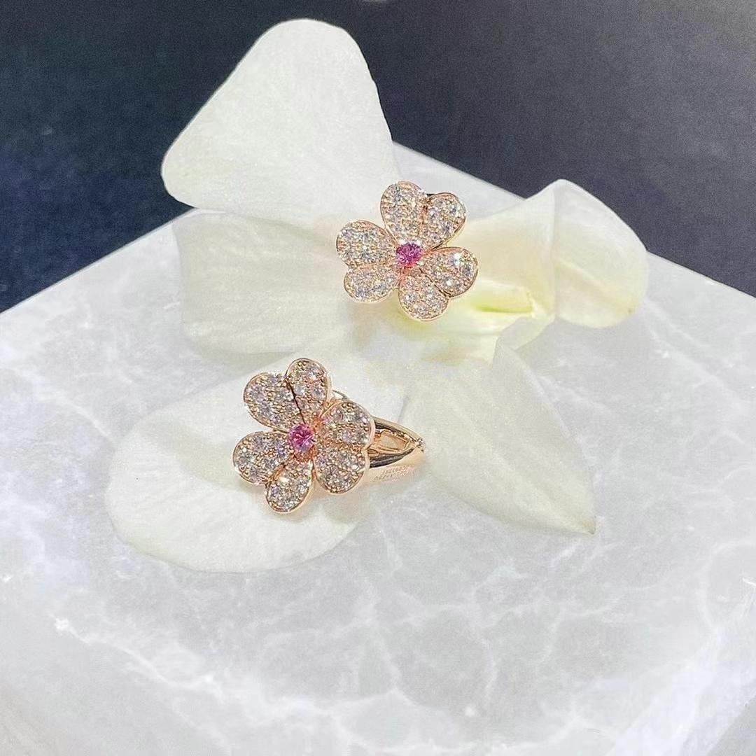 [Imperial] FRIVOLE PINK GOLD FLOWER DIAMOND EARRINGS