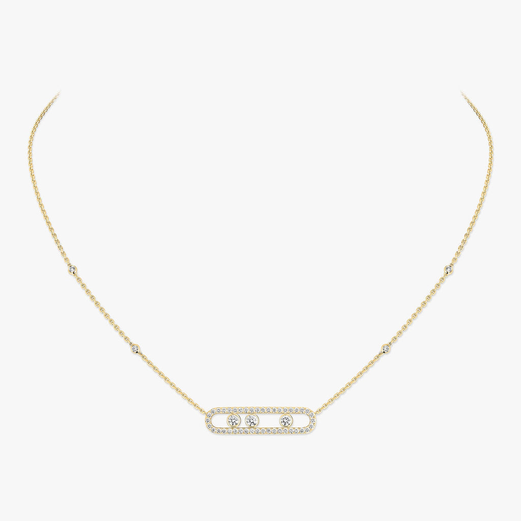 [Imperial]  Move Pave_ Rose Gold Diamond Necklace