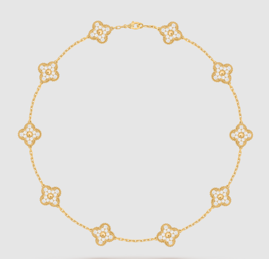 [Imperial]CLOVER 10 MOTIFS FULL DIAMOND NECKLACE