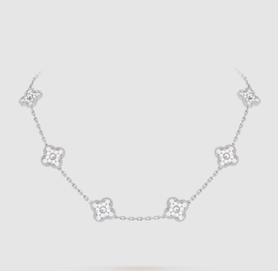 [Imperial]CLOVER 10 MOTIFS FULL DIAMOND NECKLACE