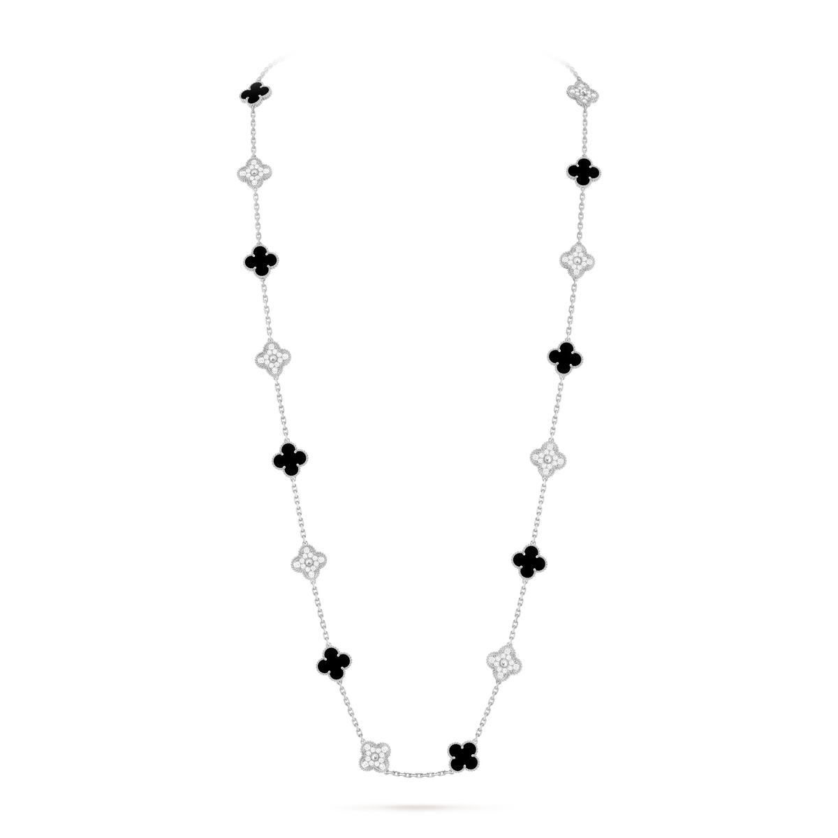 [Imperial] CLOVER 20 MOTIFS DIAMOND ONYX NECKLACE